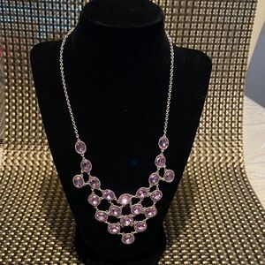 Chic Amethyst Necklace with Silver Chain